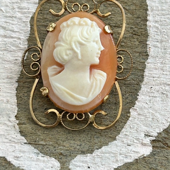 Jewelry - 1/20/12KTGF Elegant Gold and Cream Cameo Brooch